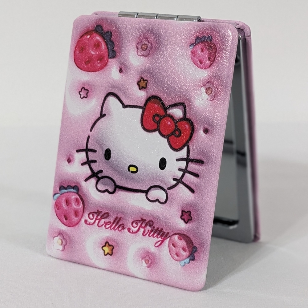 Hello Kitty Sanrio Kawaii Rectangle Double Sided Portable Folding Compact Mirror